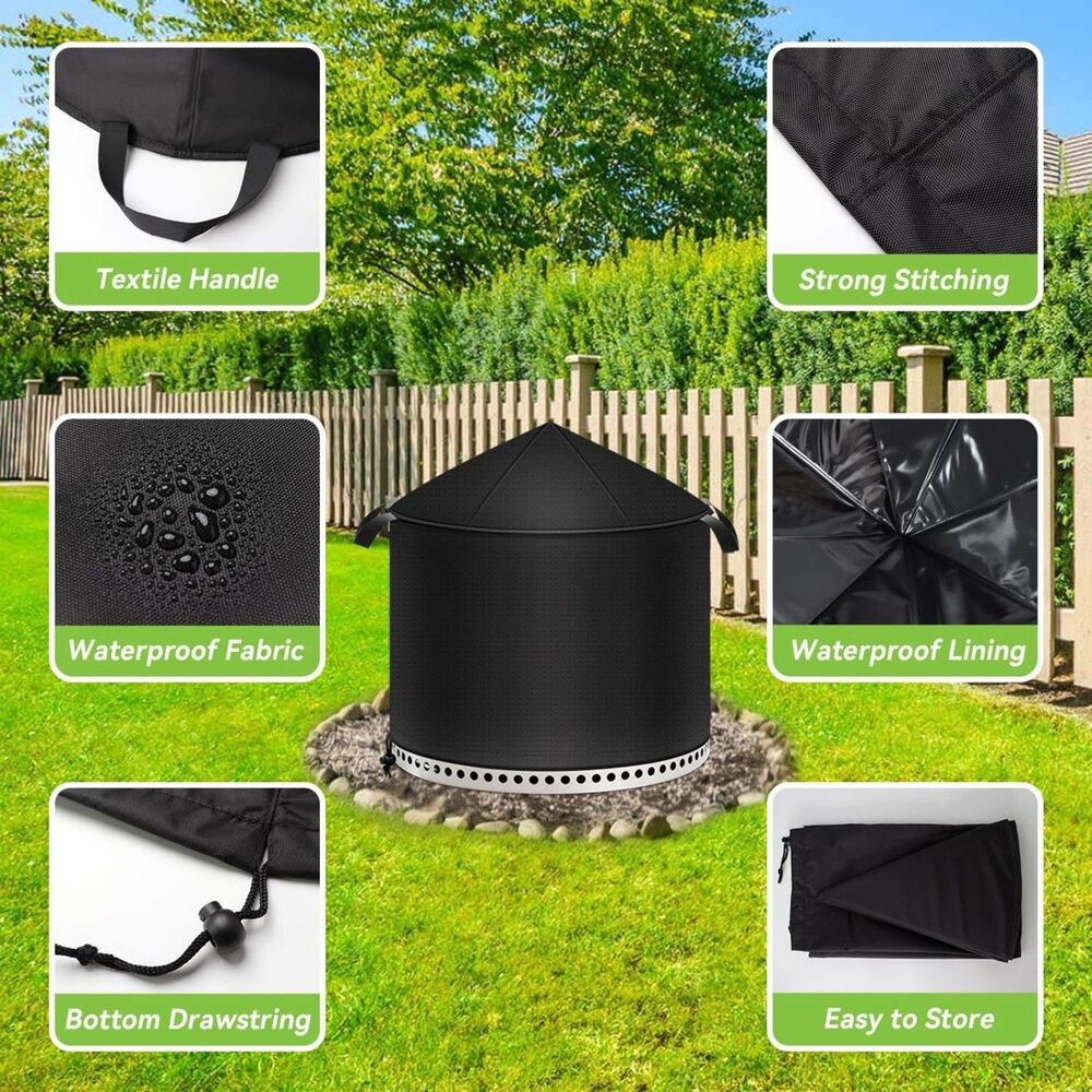 Heavy Duty Waterproof Round Fire Pit Cover for Solo Stove Bonfire- 22" D x 16" H - Picture 3 of 4